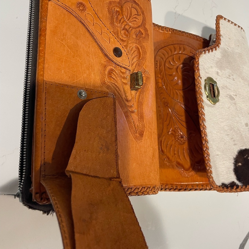 Cowhide Leather Clutch with Brown Accents - Picture 8 of 12